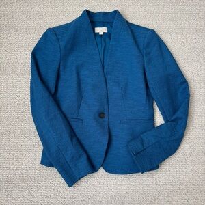 LOFT Teal Blue Textured Single-Button Blazer